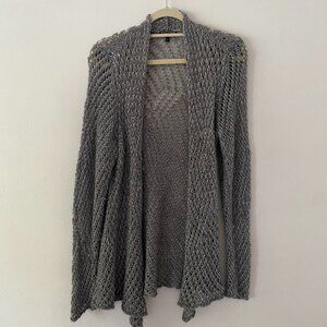 Eileen Fisher Grey Open Knit Wool Alpaca Cardigan 2x Boho Lagenlook